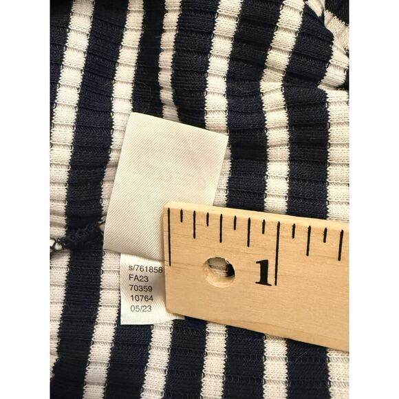 EUC LOFT Women's Navy White Striped Collared Blouse Large - Picture 7 of 7